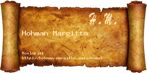 Hohman Margitta névjegykártya